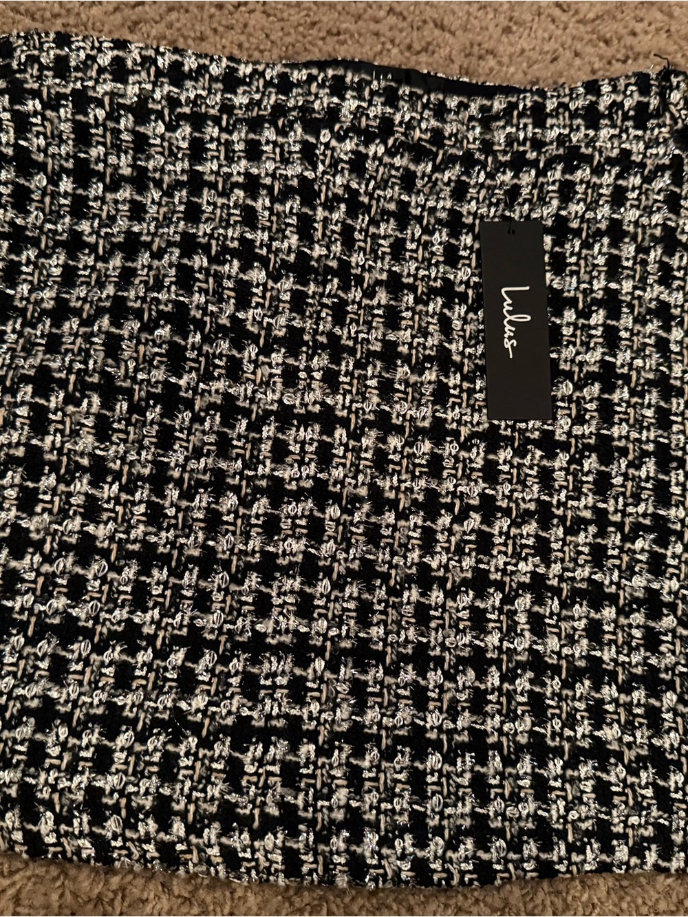 Lulu's Black & White Tweed Pencil Skirt